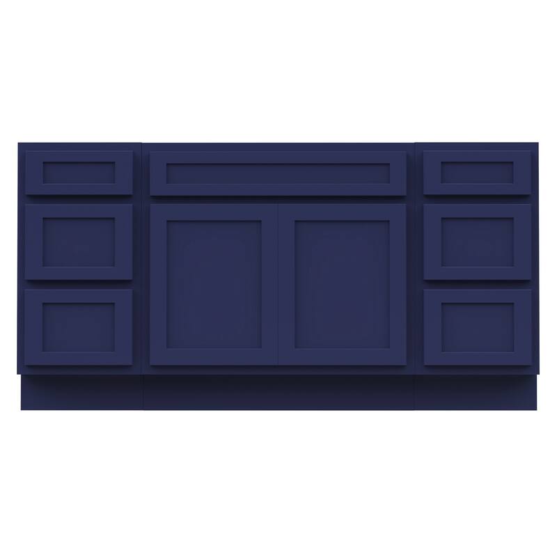 Vanity Art 66" Oak Freestanding Bathroom Vanity Cabinet without Top - Blue