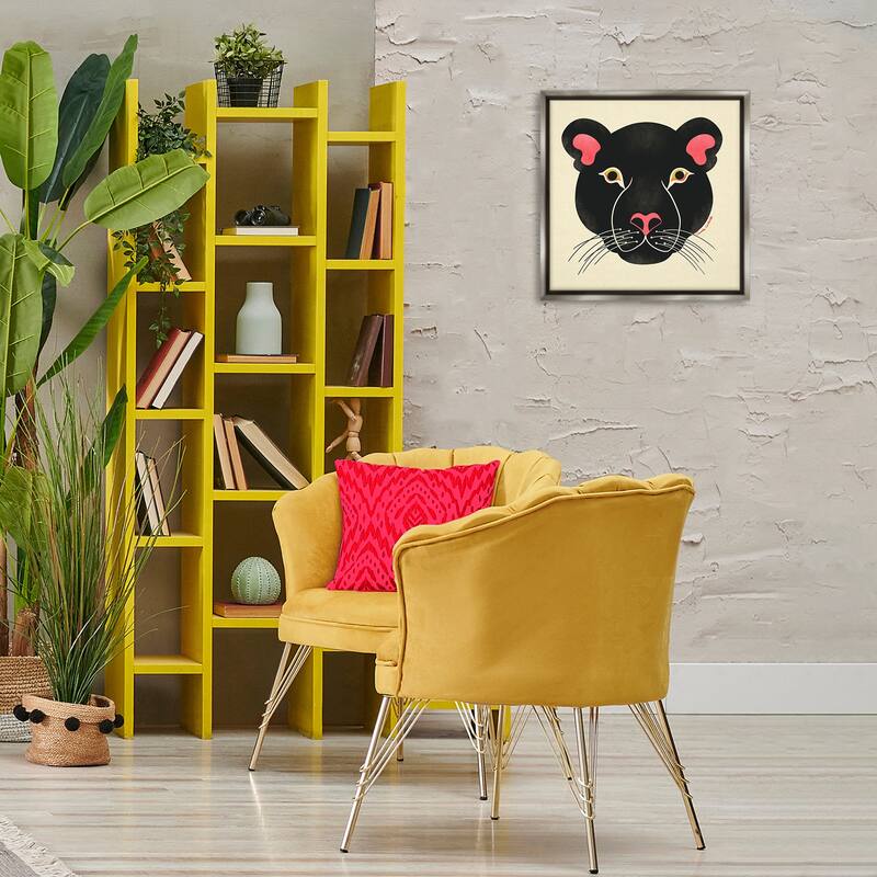 Stupell Minimal Wild Panther Face Framed Floater Canvas Wall Art Design By Carrie Cantwell