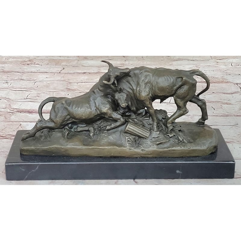 Combat De Taureaux By Clesinger Imitative Bulls Fighting Bronze Statue Sculpture 5 Inches X 10 Inches