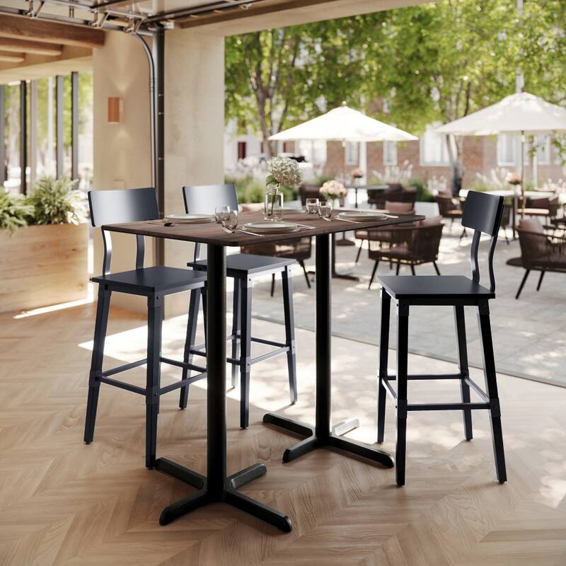 Commercial HPL Tabletop with Bar Height Crisscross Base - 48"W x 30"D x 42"H