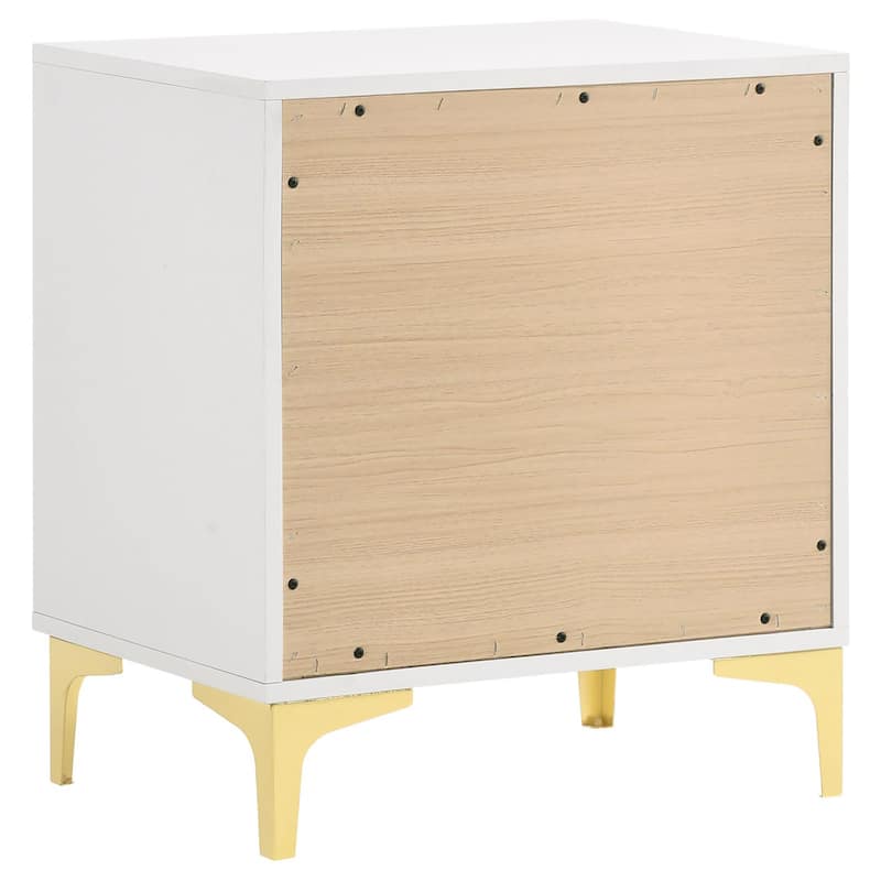 Rectangular Nightstand with 2 Drawers, Bedroom Storage Cabinet with Metal Handles, Accent Cabinet with Metal Legs