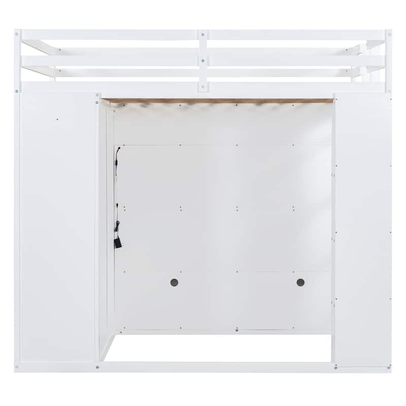 Roomfitters Full Size Loft Bed with Drawers, Shelves and Lighting