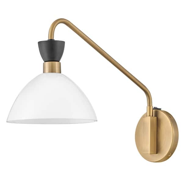 slide 2 of 10, Lark 83250-CO Simon 14" Tall Hardwired or Plug-In Wall Sconce with Heritage Brass / Black