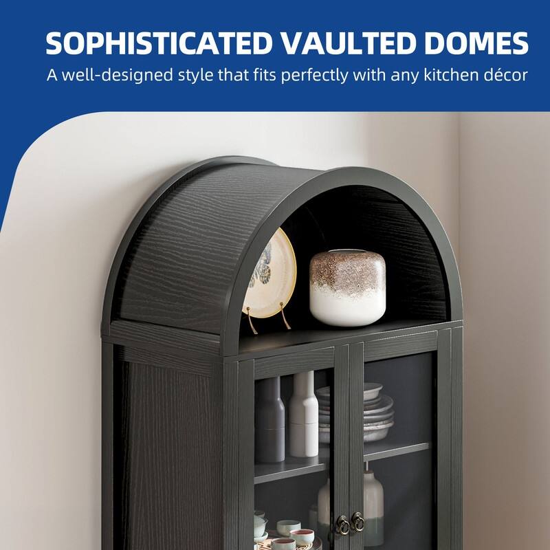 Moasis 71" Tall Arched Storage Display Cabinet with LED Light