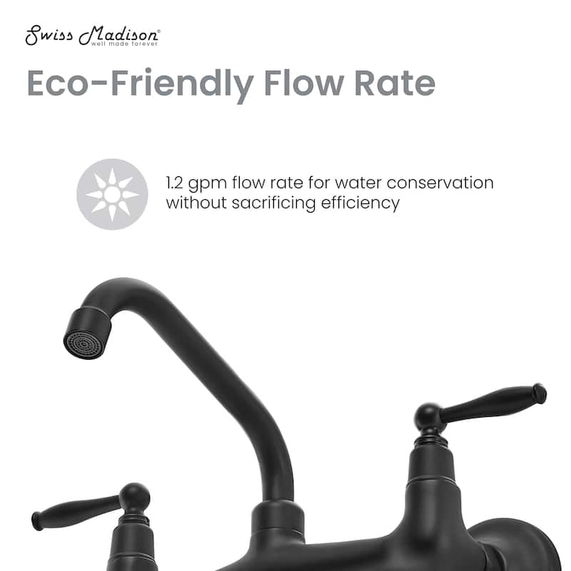 Loire Wall-Mounted Faucet In Matte Black - 10.24" x 6.3" 12.99"