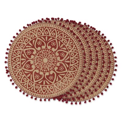 DII Block Print On Natural Round Jute Placemat (Set of 6)