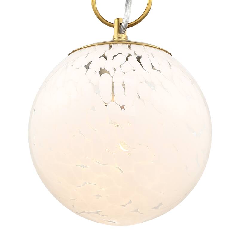 Wine Flower 7 in. 1-Light Brushed Gold Glam Semi Flush Mount with White Art Glass Shade for Bedrooms - 11.75