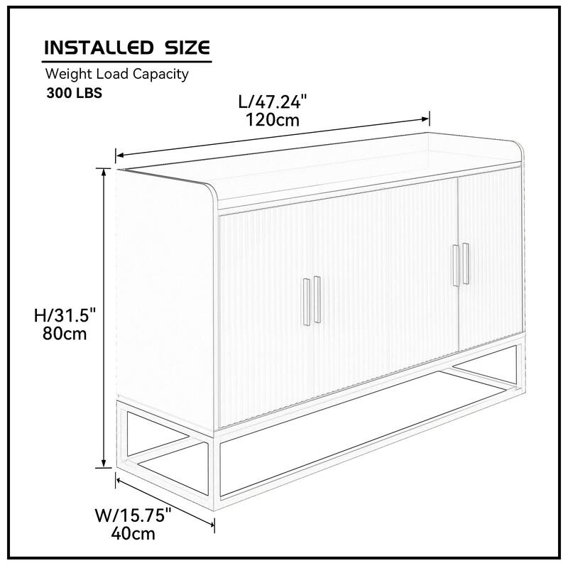 Modern Sideboard Storage Cabinet, Free Standing Kitchen Buffet Cabinet With Safe Countertop Fence For Living Room Hallway