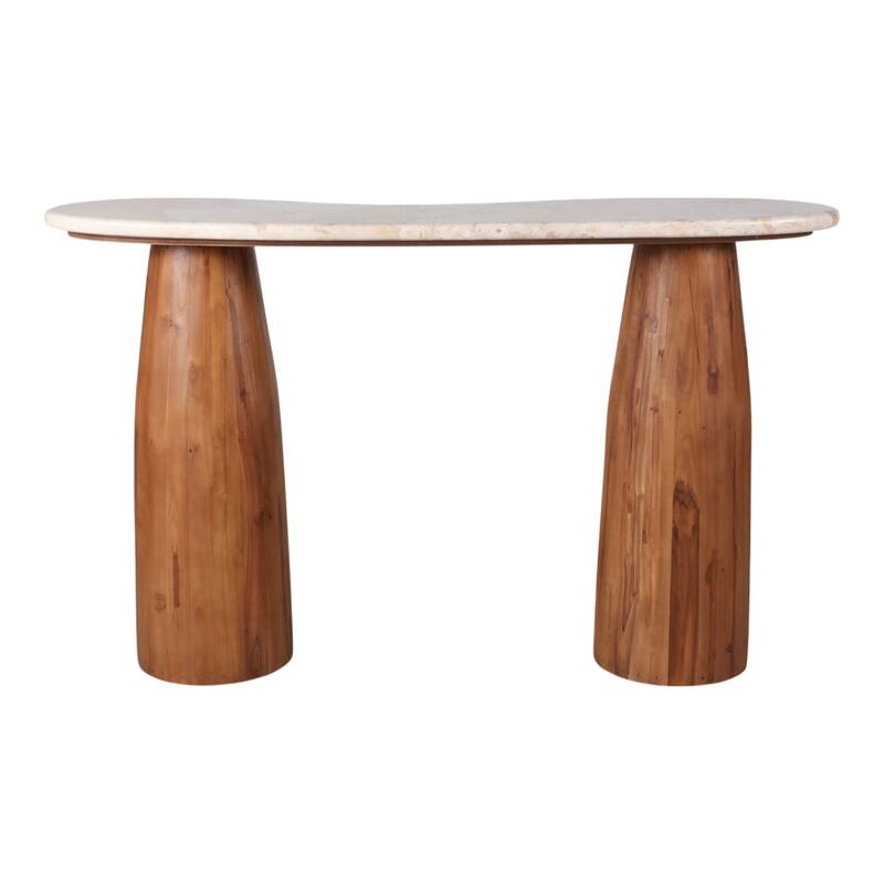 Marble Wood Console Table Decorative Base - 47" Ivory/Brown - 47.5" x 14" x 29"