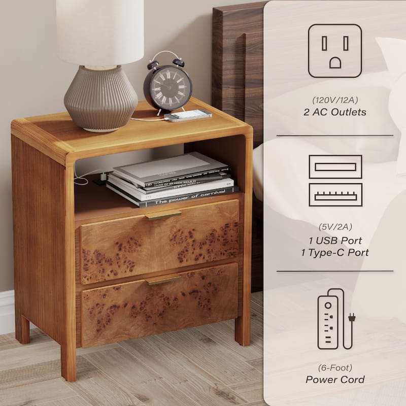 COZAYH Fully-Assembled Farmhouse Nightstand, Rustic Distressed Wood Retro Accent Dresser, Chest of Drawers,Boho