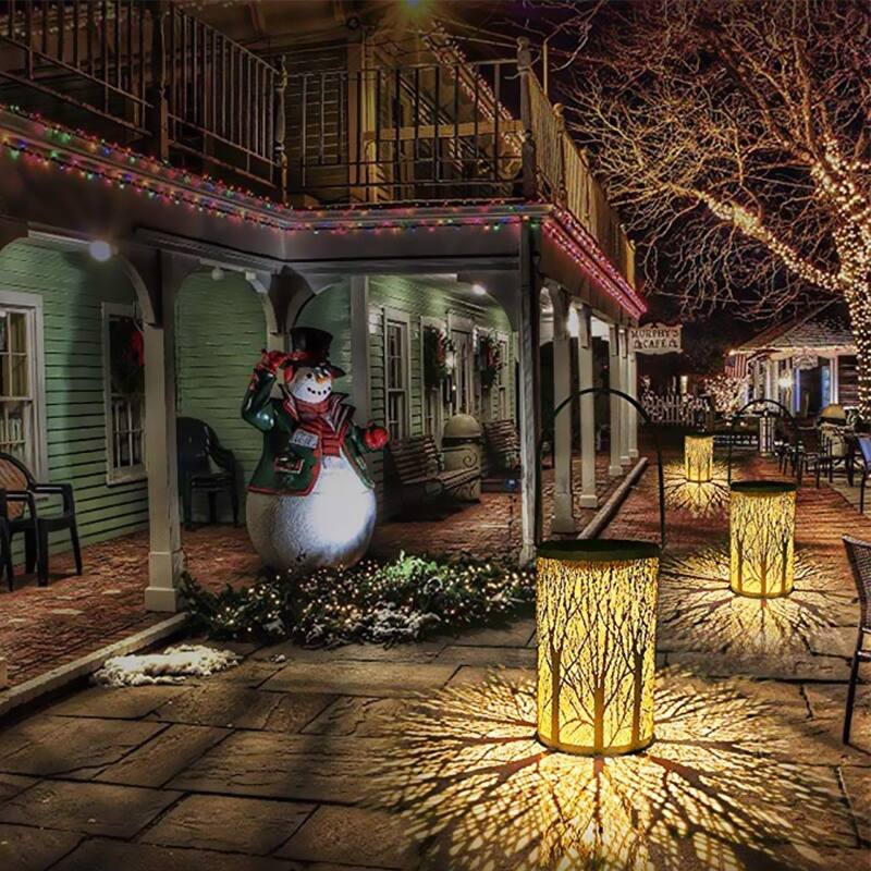 Retro Outdoor Waterproof Solar Light LED Hanging Lantern Lamp - Large