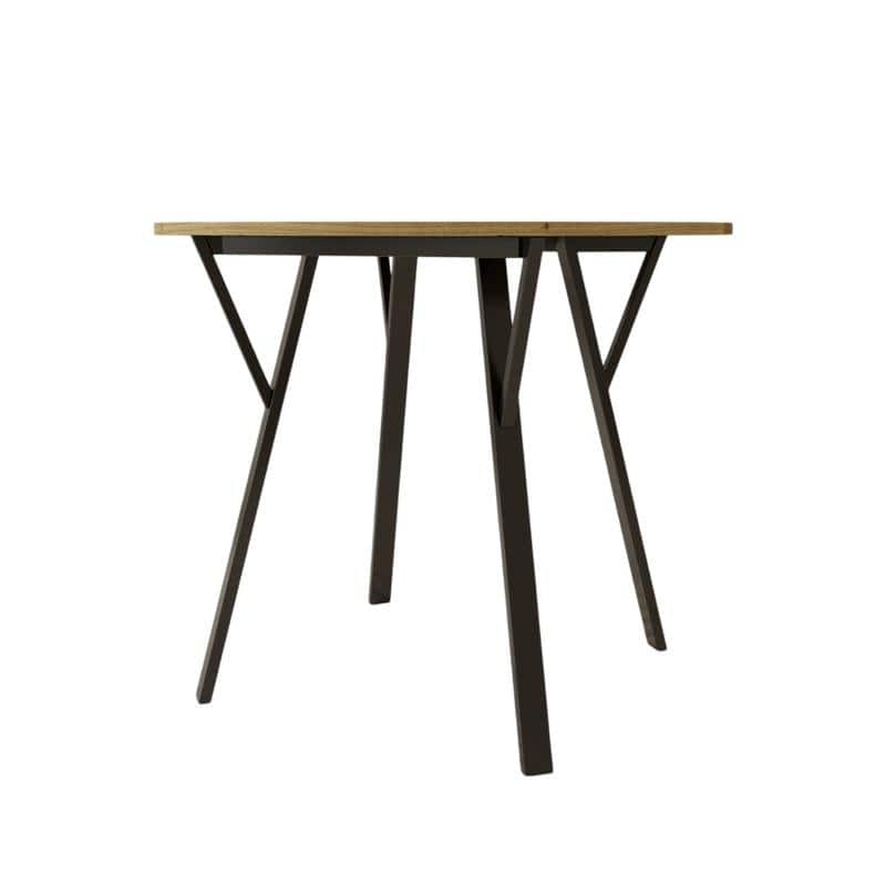 35.43 Inch Round Dining Table with Black Metal Legs, Brown Industrial Kitchen Table(only table)