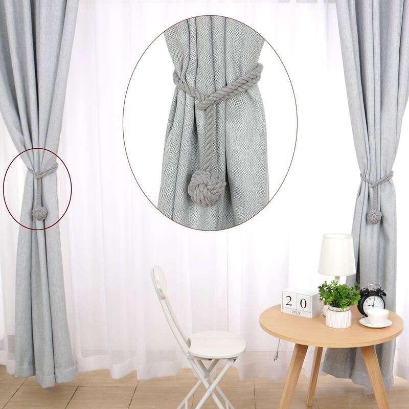 2pcs Curtain Tieback 24" Holdback Decorative Rope Curtain Holder Grey - 24" x 2.3"