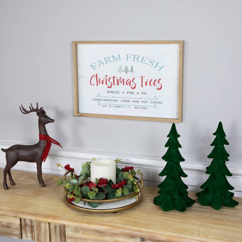 Framed Farm Fresh Christmas Trees Wooden Wall Sign - 18.75" x 13"
