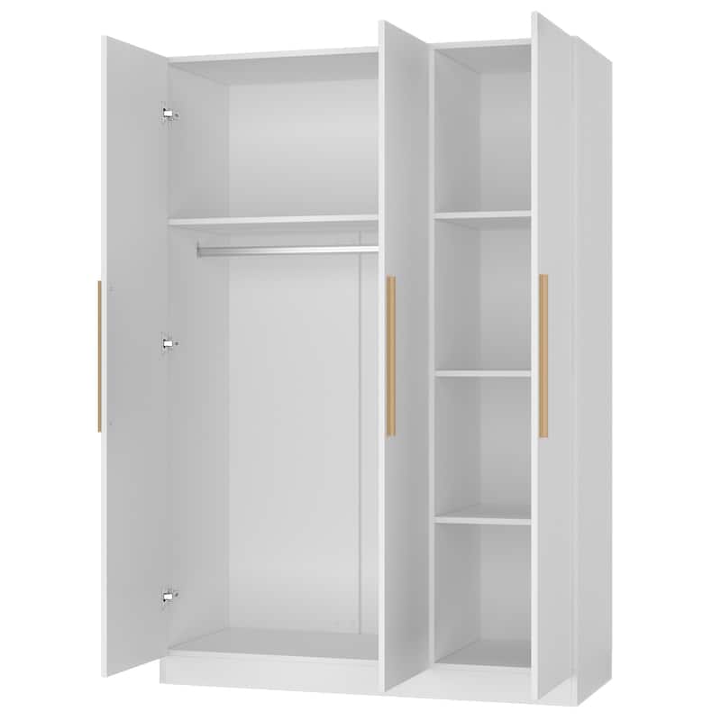 Wardrobe Armoire Wooden Closet Cabinet 6 Storage Cube and Hanging Rod
