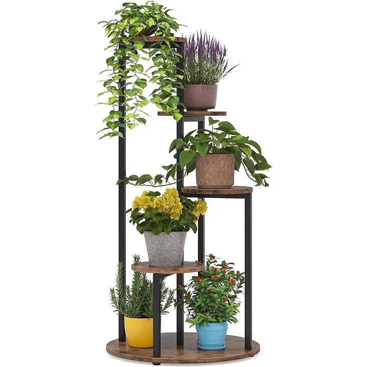 4-Tier Plant Stand Indoor, Tall Wood Plant Shelf Holders, Set of One - 19.68”L* 19.68”W* 40.94”H