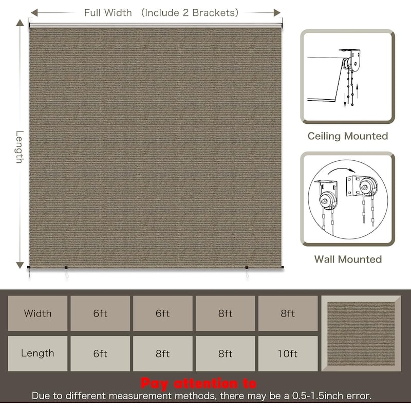 AECOJOY Outdoor Roller Shade Sun Shade Cover Canopy Shade Blinds