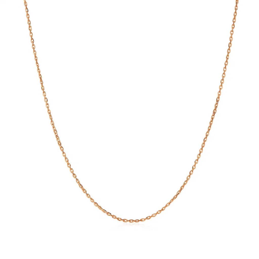 MayaMila 14k Rose Gold Cable Link Chain Necklace 0.7mm