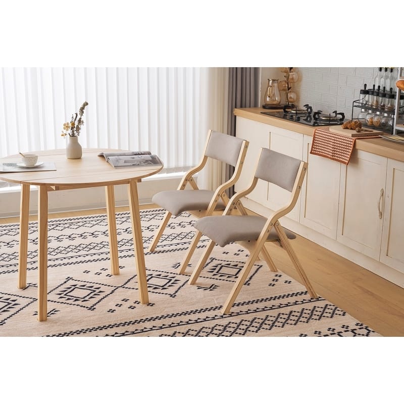 2 Pack Modern Folding Chairs with Padded Seat and Back, Wooden Dining Chairs Extra Chair for Living Room Office Wedding Party