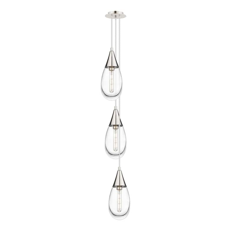 Innovations Lighting Malone - 3 Light 6" Cord Hung Multi Pendant - 6" Canopy - Clear/Polished Nickel