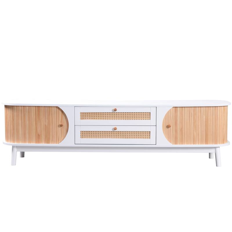 Rustic TV Cabinet for 75" TVs, Farmhouse Entertainment Center with Cable Management & Ample Storage