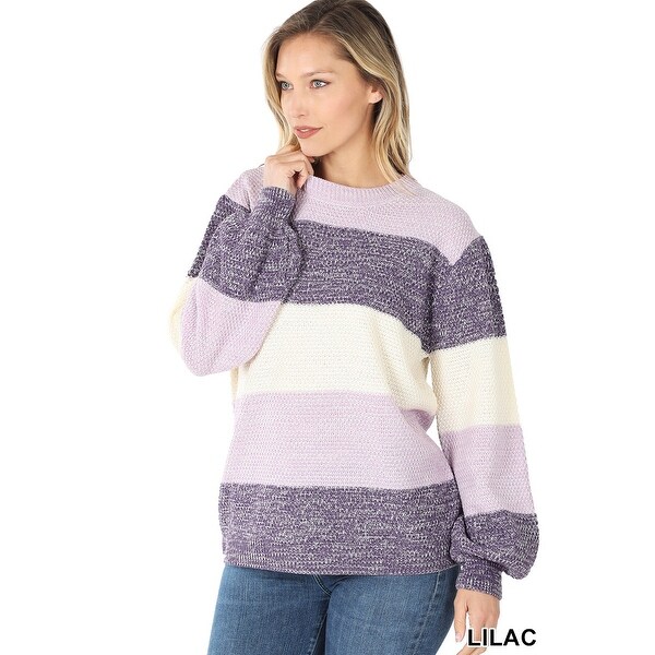 JED Women's Melange Colorblock Long Sleeve Loose Fit Sweater. Opens flyout.