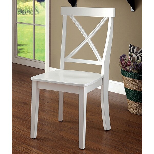 Furniture of America Farmhouse Country White Wood Dining Chairs