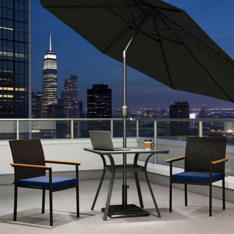 GDFStudio Outdoor Acacia Wood Armrest Rattan Outdoor Dining Chairs Set of 2