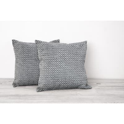Sevita Gray/White Geometric Cotton Throw Pillow, Set of 2