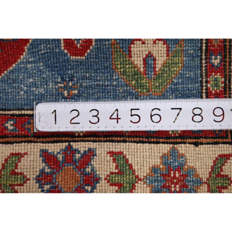Light Blue Kazak Accent Rug Handmade Wool Carpet - 3'3" x 5'1"