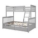preview thumbnail 8 of 17, Twin Over Full Bunk Bed With Ladders and Two Storage Drawers for Bedroom