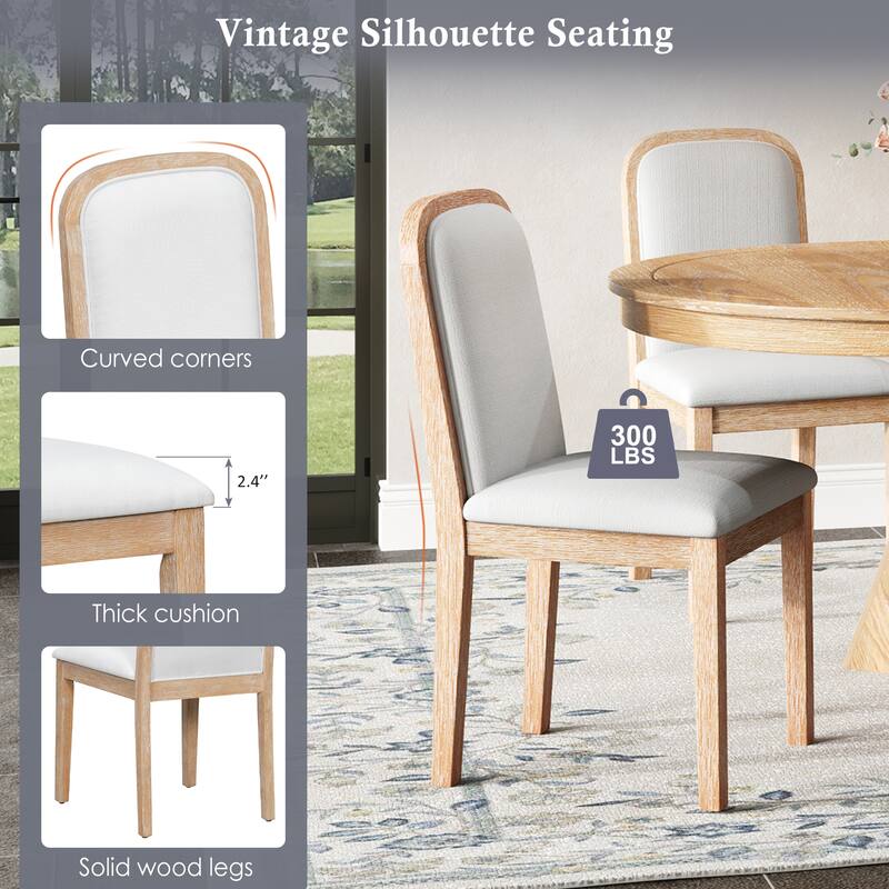 Vintage 5-Piece Extendable Dining Table Set with 4 Upholstered Chairs for Rustic Farmhouse Kitchen Aesthetics