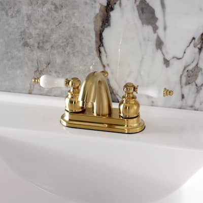 Restoration Two-Handle 3-Hole Deck Mount 4 in. Centerset Bathroom Faucet