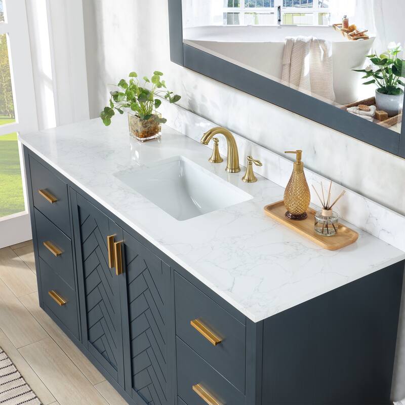 Altair Gazsi Bathroom Vanity with Composite Stone Countertop without Mirror