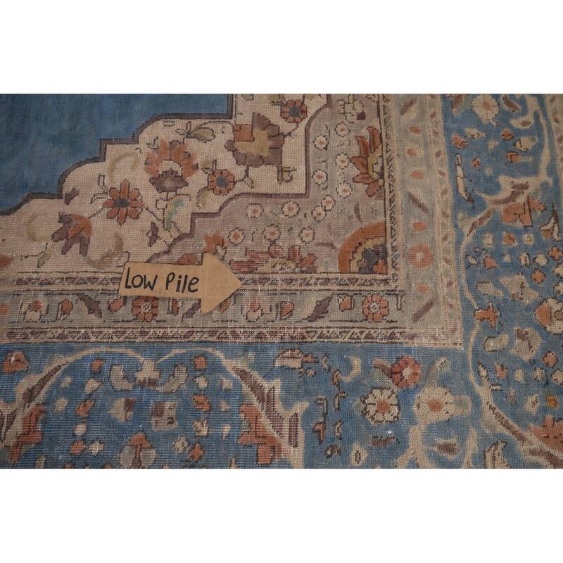 Blue Tabriz Vintage Persian Area Rug Handmade Oriental Wool Carpet - 8'3" x 10'11"