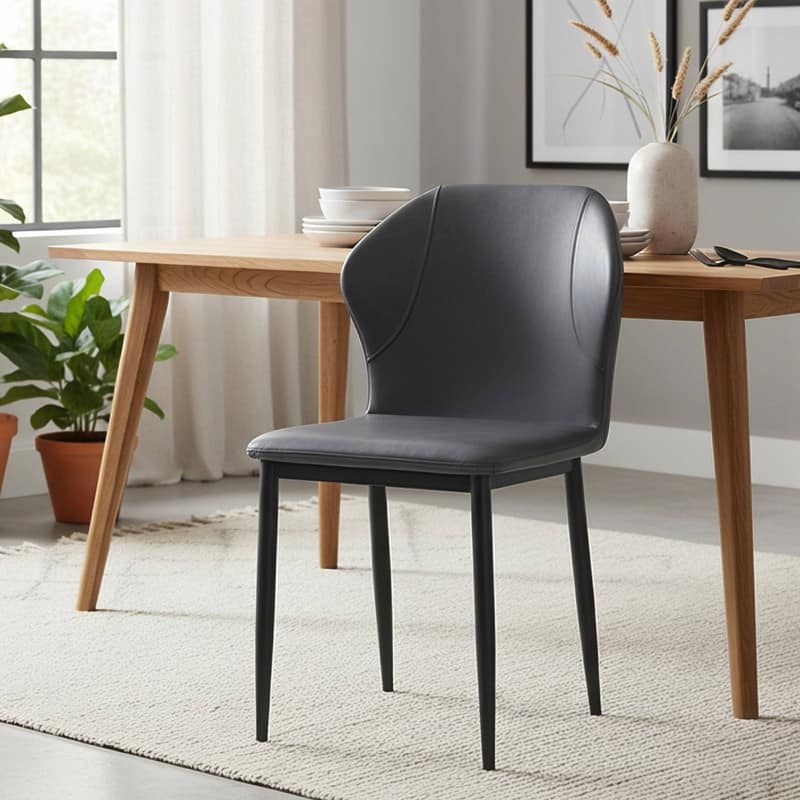 Mosaic Modern Upholstered Fabric Dining Chair with Metal Legs by LeisureMod