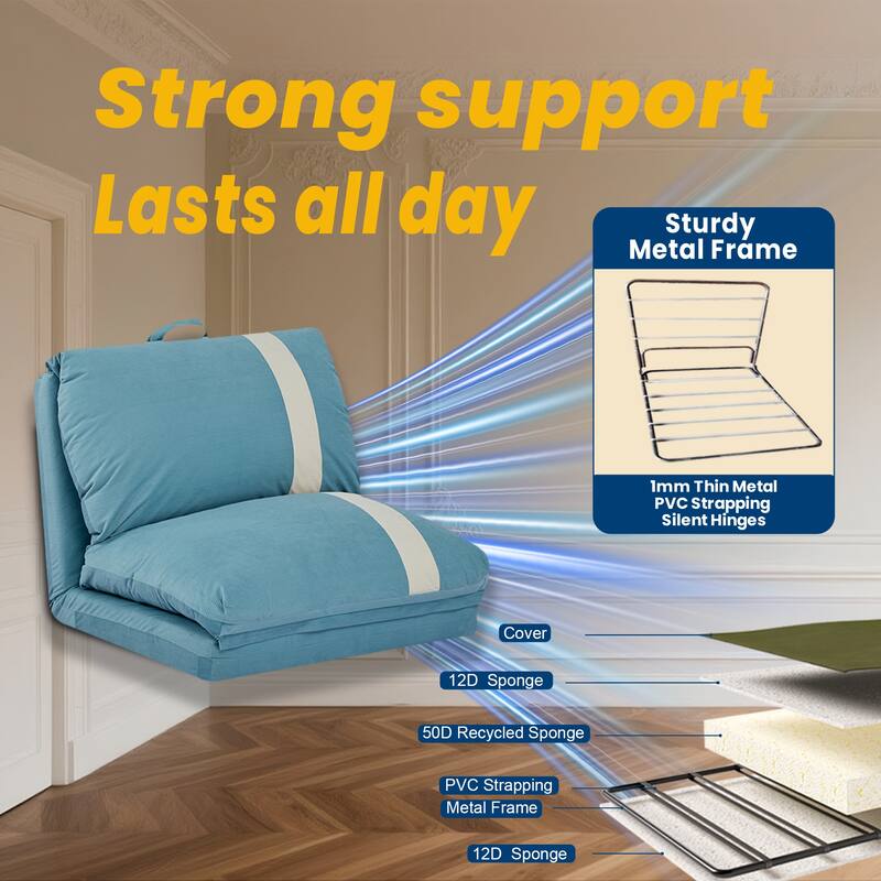 Adjustable Floor Sofa Bed for Adults & Pets - 6-Position Foldable Design with Corduroy Upholstery