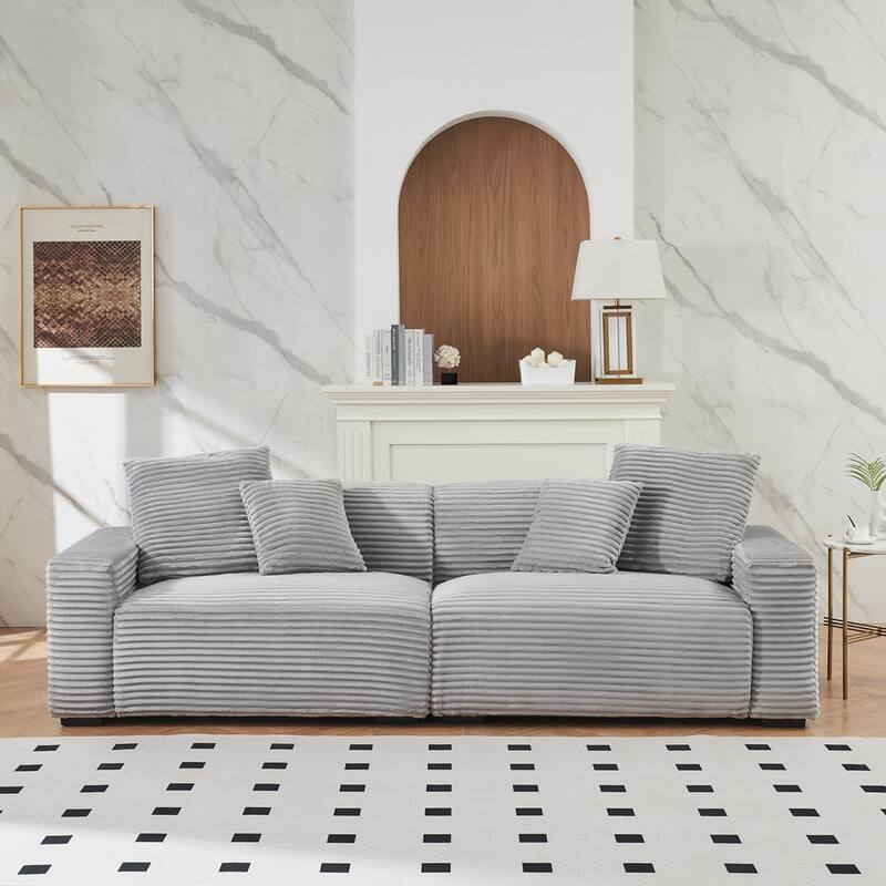 104.72-inch 4-seat large sofa with 4 throw pillows
