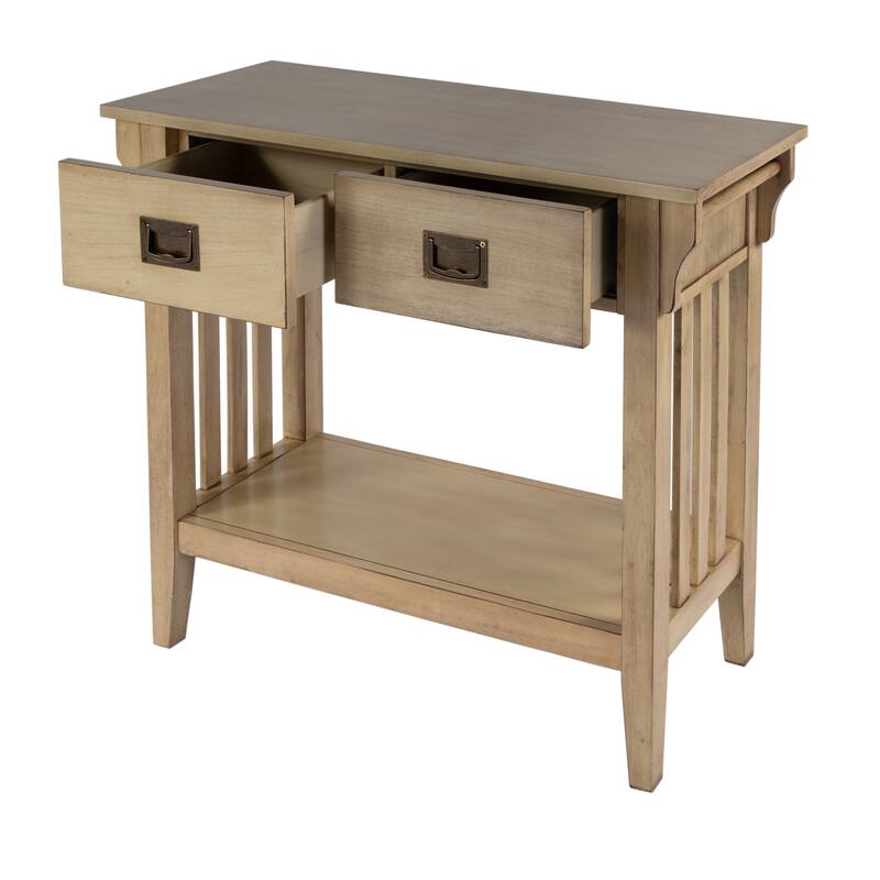 Larina 36 in. W Rectangular Wood 2-Drawer Console Table with Lower Open Shelf