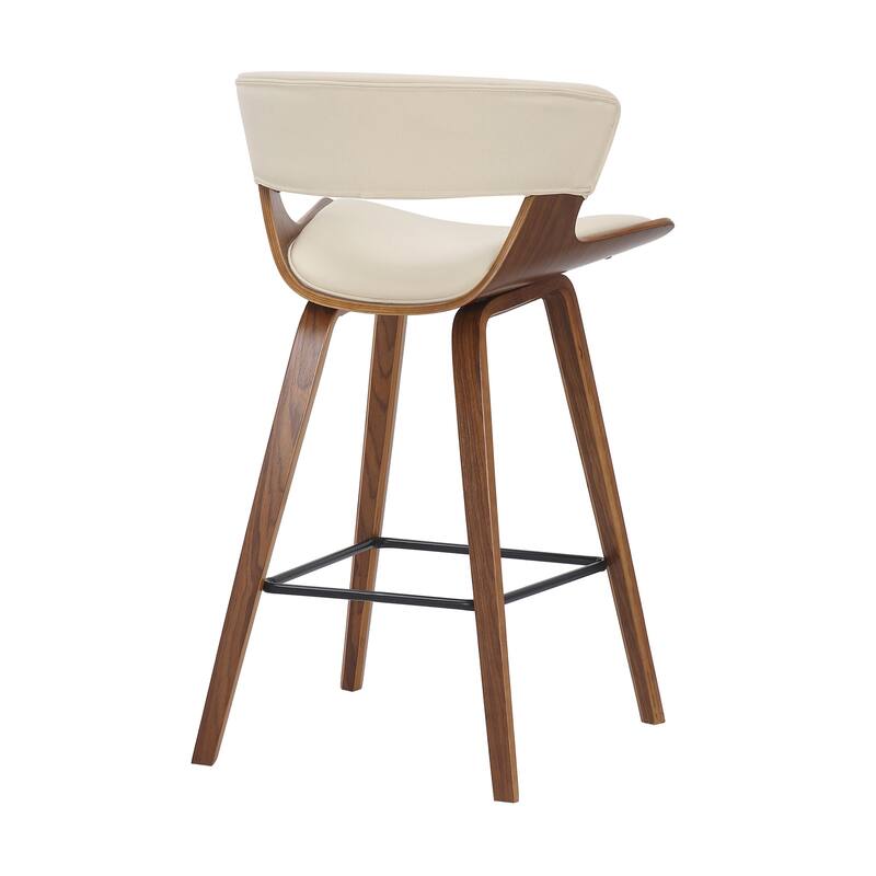 27" Modern Cream and Brown Counter Height Bar Stool with Upholstered Foam Seat and Iron Frame - 36.5”H x 21”W x 20.5”D