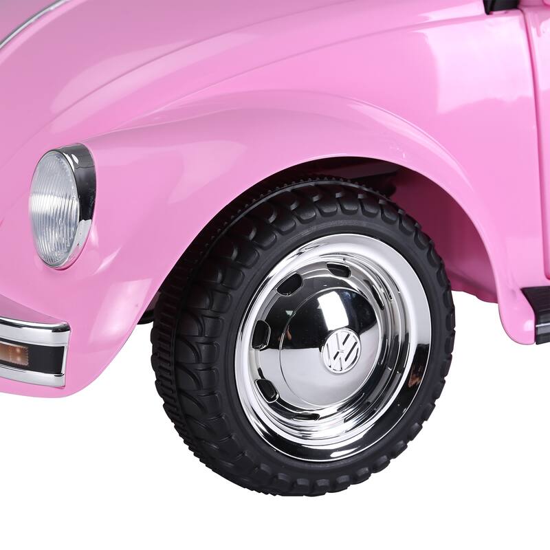Licensed Volkswagen Beetle Kids Ride-On Car 6V, Remote Control, Music, Headlights, MP3, for 3-6 Years