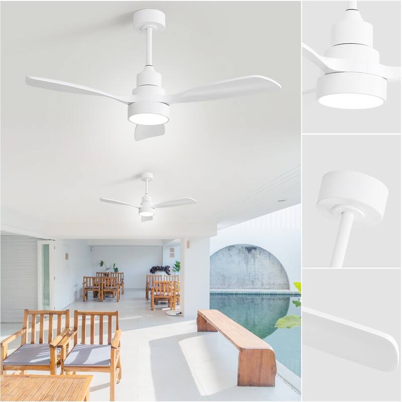 48 Inch Smart Wood Ceiling Fan with Light and Remote/App Control, Integrated LED Included