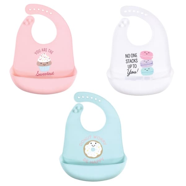 slide 1 of 1, Hudson Baby Infant Girl Silicone Bibs 3pk, Sweetest Cupcake, One Size - Sweetest Cupcake - One Size One Size - Sweetest Cupcake