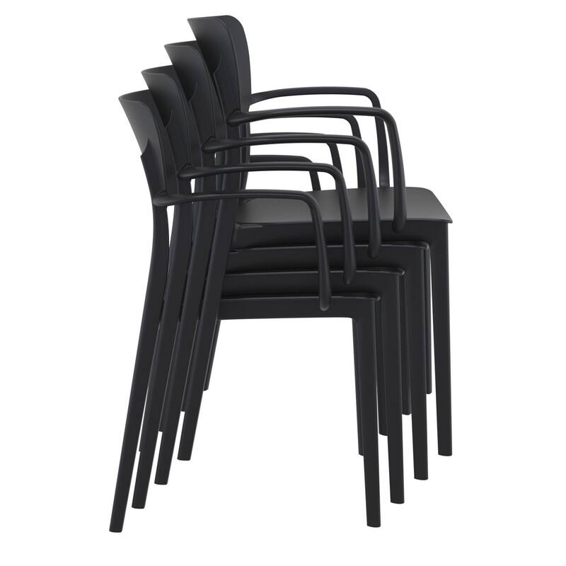 33" Black Sturdy Stackable Outdoor Patio Dining Arm Chair