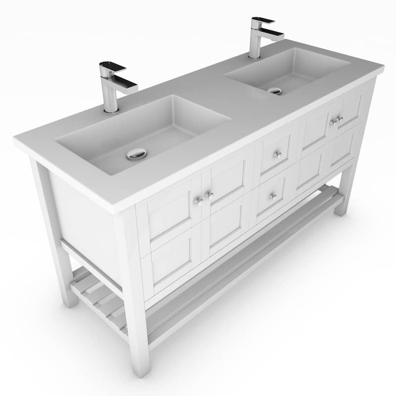 Alicia 60" Bathroom Vanity Set - White Top