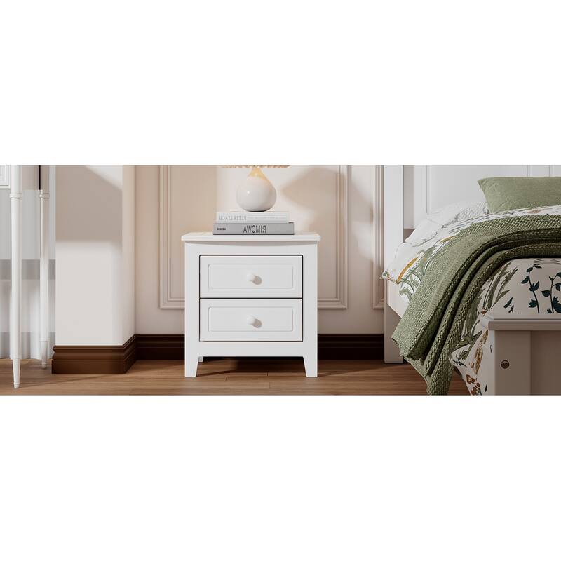 Nightstand with 2-Drawers - White