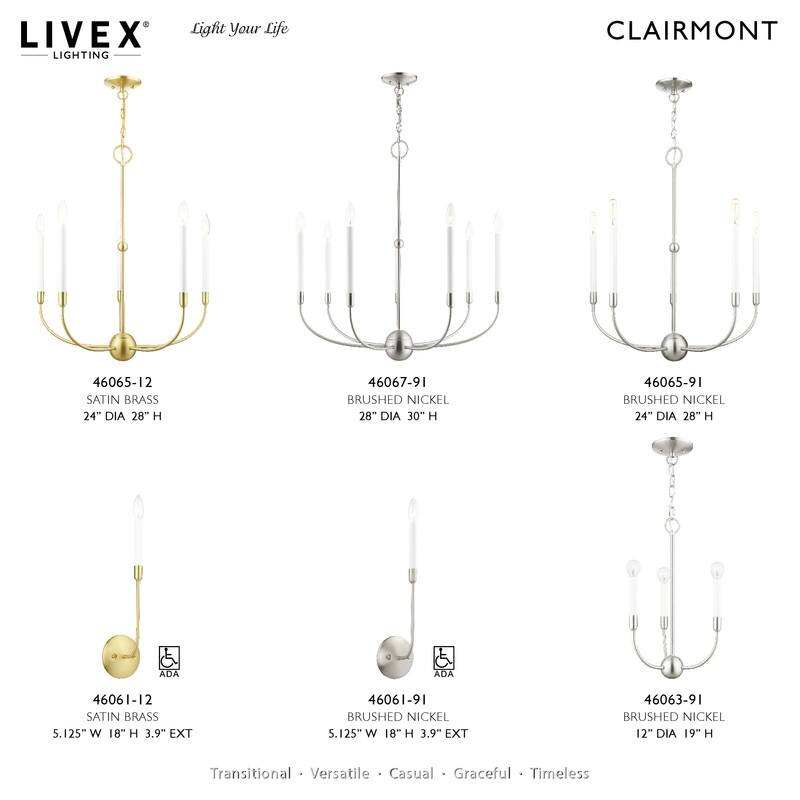 Livex Lighting 5-light Satin Brass Chandelier, 46065-12 - 24" Dia x 28" H
