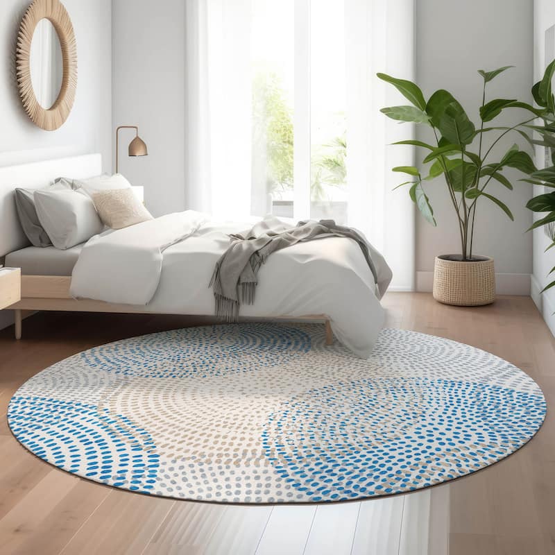 Premium Washable Super Soft Mosaic Geo Mayfield Rug - Ivory - 8' x 8' - Round