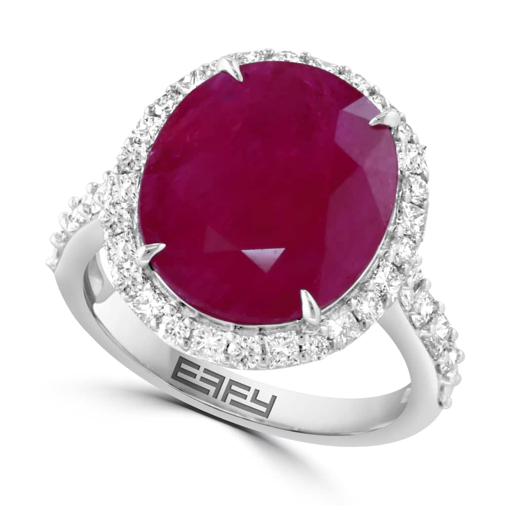 EFFY 18K Gold Natural Ruby Diamond One of a Kind Ring - Red