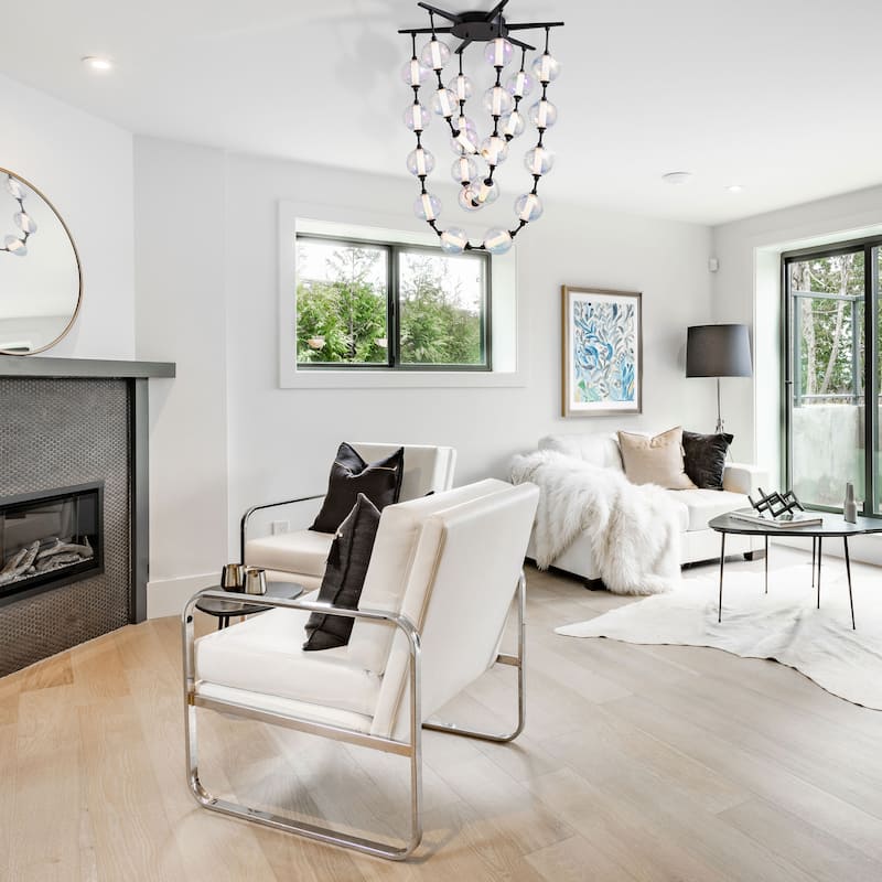 Golden Lighting Pearla Integrated LED 28in Pendant in Matte Black - Gold